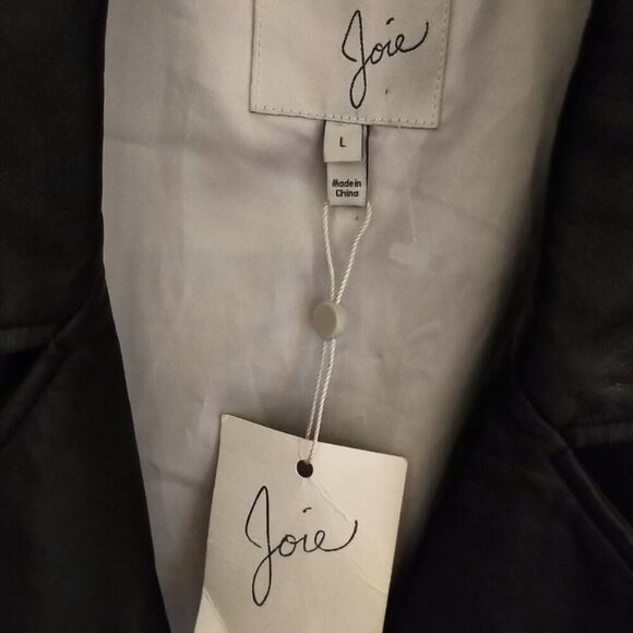NWT Joie Black Leather Moto Jacket Lambskin Cropped Puff 3/4 Sleeve Biker Jacket - Picture 11 of 16